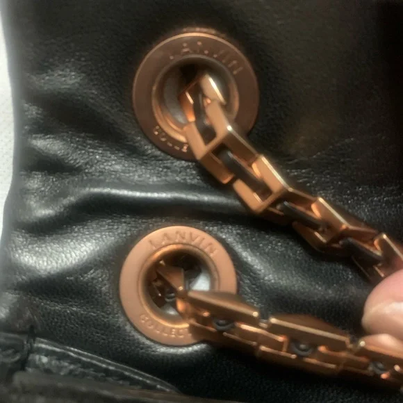 Lanvin Black Crocodile-Embossed Shoulder Bag - Picture 10 of 15